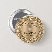 Badge Rond 5 Cm Anniversaire du Mariage de diamants de cuivre (Devant & derrière)