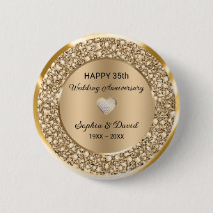 Badge Rond 5 Cm Anniversaire du Mariage de diamants de cuivre