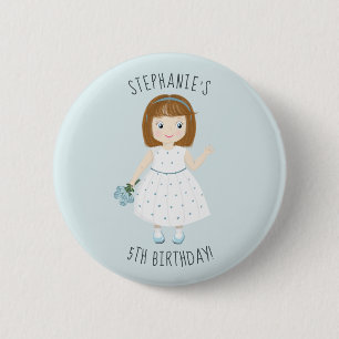 Badge Rond 5 Cm Anniversaire du petit Fleur sauvage