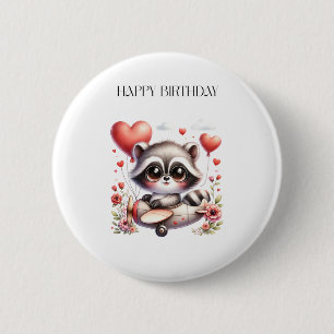 Badge Rond 5 Cm Anniversaire du pilote raton laveur