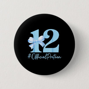 Badge Rond 5 Cm Anniversaire Fille Bleue Coquette Bow 12 ans Offic