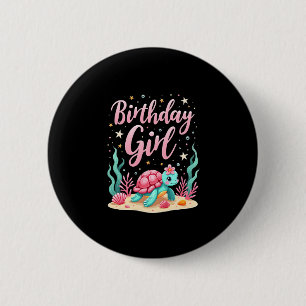 Badge Rond 5 Cm Anniversaire Fille Tortue de mer Thème Anniversair