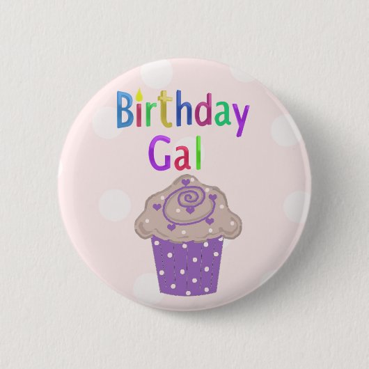 Badge Rond 5 Cm Anniversaire Gal Polka Dot Cupcake (Devant)
