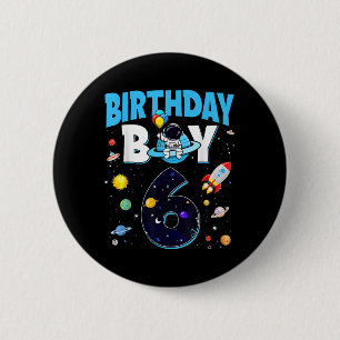 Badge Rond 5 Cm Anniversaire garçon 6 ans astronaute spatial 6e an