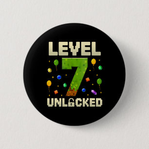 Badge Rond 5 Cm Anniversaire Garçon Niveau 7 déverrouillé 7e anniv