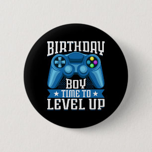 Badge Rond 5 Cm Anniversaire Garçon Temps De Niveau Up Video Jeu A