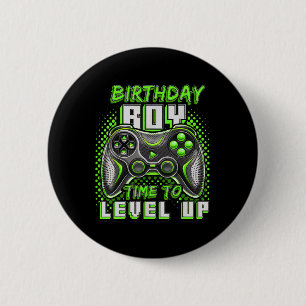 Badge Rond 5 Cm Anniversaire Garçon Temps De Niveau Up Video Jeu A