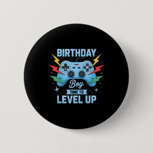 Badge Rond 5 Cm Anniversaire Garçon Temps De Niveau Up Video Jeu A