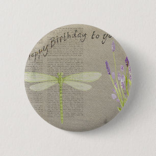 Badge Rond 5 Cm anniversaire heureux de libellule