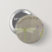 Badge Rond 5 Cm anniversaire heureux de libellule (Devant & derrière)