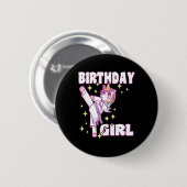 Badge Rond 5 Cm Anniversaire Karate Unicorn Girl (Devant & derrière)