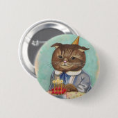 Badge Rond 5 Cm Anniversaire Kitty de gâteau de fraise (Devant & derrière)