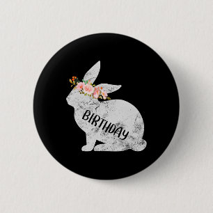Badge Rond 5 Cm Anniversaire Lapin Matching Famille Lapin Floral L