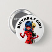 Badge Rond 5 Cm Anniversaire Miraculé de Ladybug et de Cat Noir (Devant & derrière)