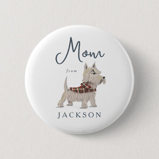 Badge Rond 5 Cm Anniversaire Paw-ty mignon chiot terrier nom chien (Devant)