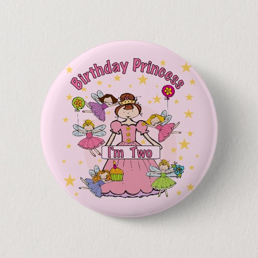 Badge Rond 5 Cm Anniversaire Princesse Je suis deux t-shirts et ca (Devant)