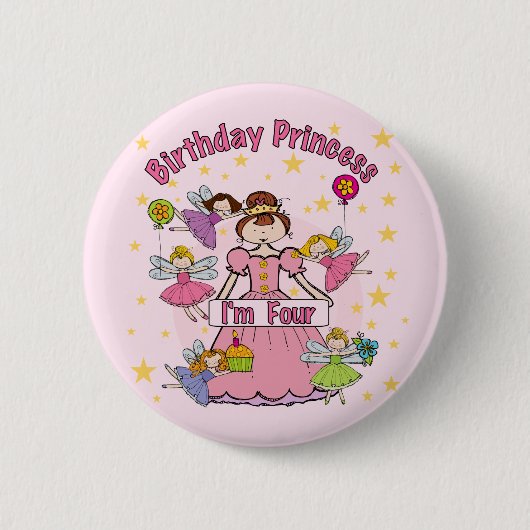 Badge Rond 5 Cm Anniversaire Princesse Je suis quatre t-shirts et (Devant)
