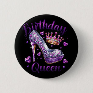 Badge Rond 5 Cm Anniversaire Reine Coeurs de la Couronne Haut talo