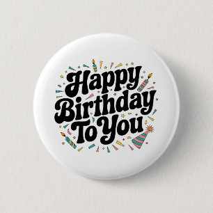 Badge Rond 5 Cm Anniversaire Rétro Confettis