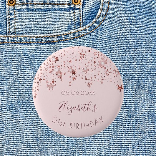 Badge Rond 5 Cm Anniversaire rose or étoiles sprkle monogramme