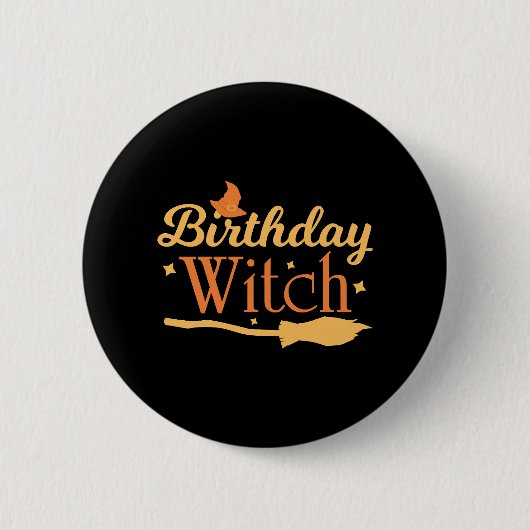 Badge Rond 5 Cm Anniversaire Sorcière Halloween Anniversaire (Devant)