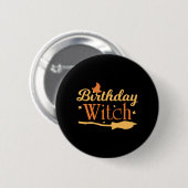 Badge Rond 5 Cm Anniversaire Sorcière Halloween Anniversaire (Devant & derrière)