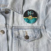 Badge Rond 5 Cm anniversaire turquoise du noir 16 de "sweet (En situation)