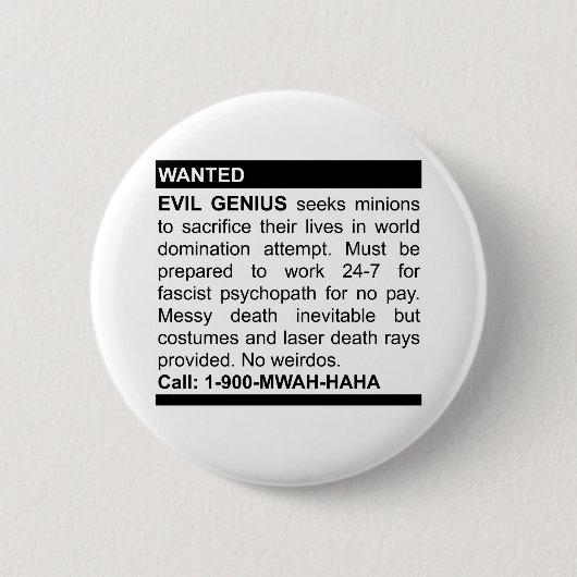 Badge Rond 5 Cm Annonce mauvaise de génie (Devant)