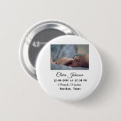 Badge Rond 5 Cm Annonces de naissance ajouter la date photo heure  (Devant & derrière)