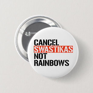 Badge Rond 5 Cm Annuler Fasciste Pas de Arc-en-ciel