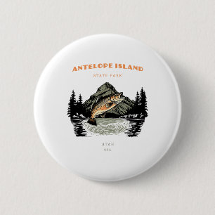 Badge Rond 5 Cm Antelope Island State Park Utah Rétro Vintage Pêch