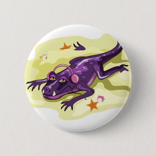 Badge Rond 5 Cm Anteosaurus Bain De Soleil Avec Casque. (Devant)