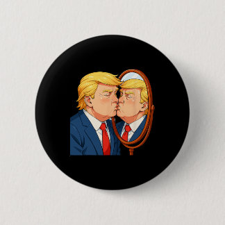 Badge Rond 5 Cm Anti-donald Trump Kissing Mirror - Narcissism Sati