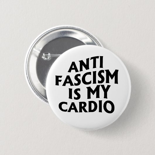 Badge Rond 5 Cm Anti-fascisme est mon Cardio (Devant & derrière)