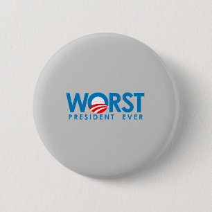 Badge Rond 5 Cm Anti-Obama - le plus mauvais Président Ever