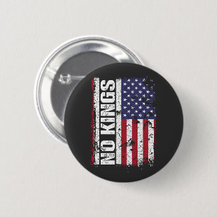Badge Rond 5 Cm Anti Trump Pas de rois Drapeau USA Citation de pro