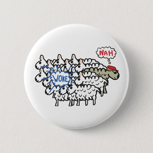 Badge Rond 5 Cm Anti Woke Sheep (Devant)