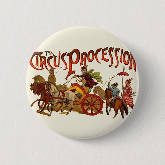 Badge Rond 5 Cm Antique Cirque Parade Clowns Chevaux (Devant)
