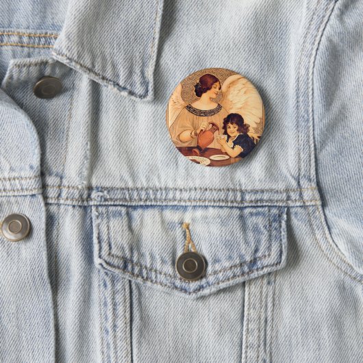 Badge Rond 5 Cm Antique française au chocolat (En situation)