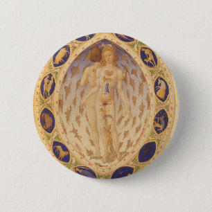 Badge Rond 5 Cm Antique Zodiaque céleste, Astrologie Vintage