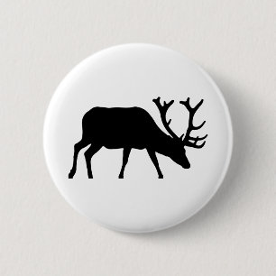 Badge Rond 5 Cm Antlers Animaux Cerfs Elk Silhouette