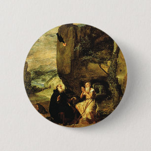 Badge Rond 5 Cm Antoine le Grand et Paul de Thèbes