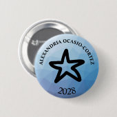 Badge Rond 5 Cm AOC l'Alexandrie Ocasio-Cortez 2028 (Devant & derrière)