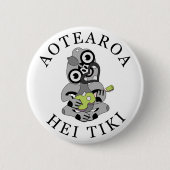 Badge Rond 5 Cm Aotearoa Hei Tiki avec ukulele vert (Devant)