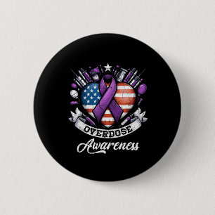 Badge Rond 5 Cm Août Conscience de l'overdose Adresses de drogue a