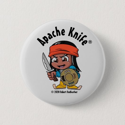 Badge Rond 5 Cm Apache Knife®™ Apache Kid 1.B (Devant)