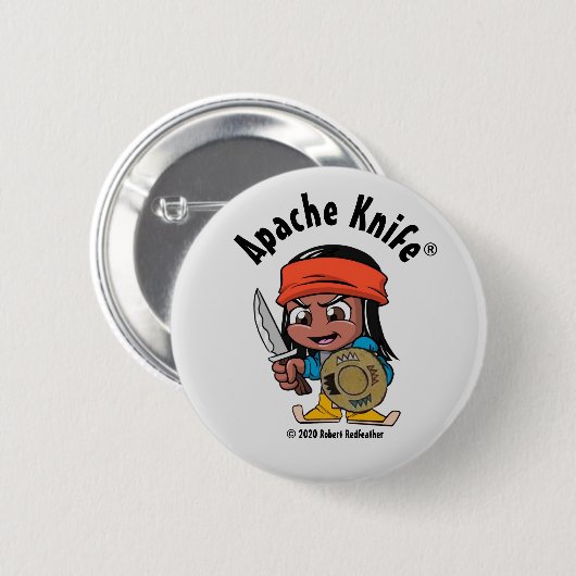 Badge Rond 5 Cm Apache Knife®™ Apache Kid 1.B (Devant & derrière)