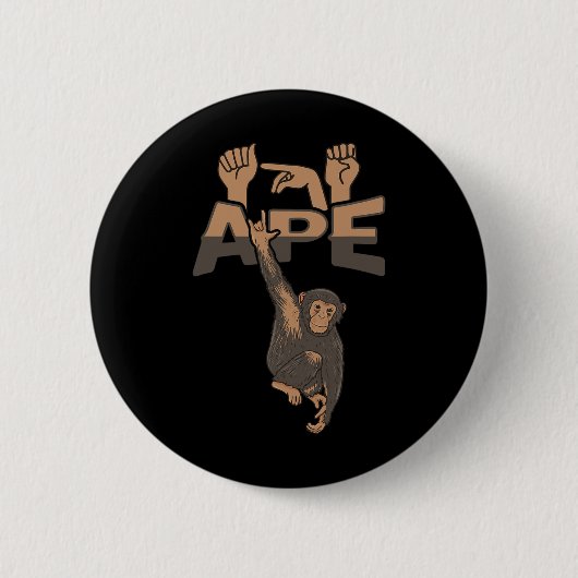 Badge Rond 5 Cm Ape Asl Gesture Mains Sourde Sensibilisation à la (Devant)