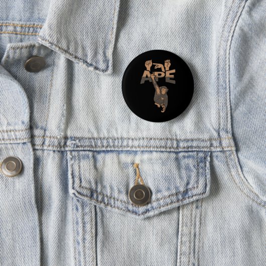 Badge Rond 5 Cm Ape Asl Gesture Mains Sourde Sensibilisation à la (En situation)