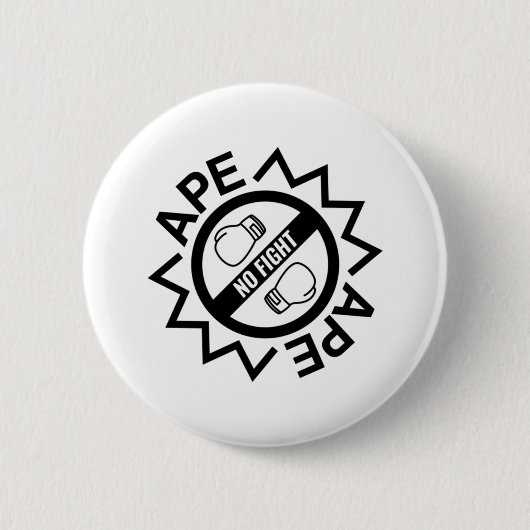Badge Rond 5 Cm Ape No Fight Ape Gants De Boxe (Devant)